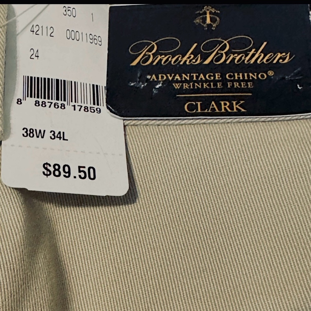 BROOKS BROTHERS ADVANTAGE CHINO WRINKLE FREE “CLARK” WAIST 38 LENGTH 34 NWT $89 - Picture 9 of 11